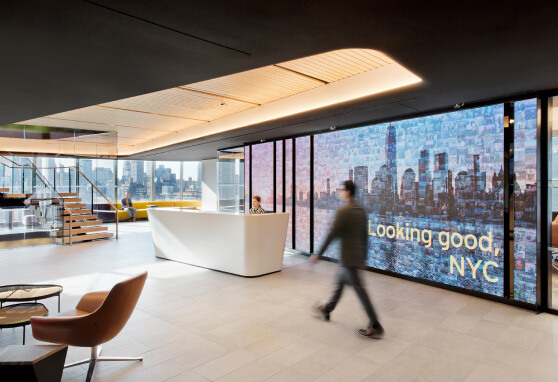 Audiovisual technology window installation at a large account firm office