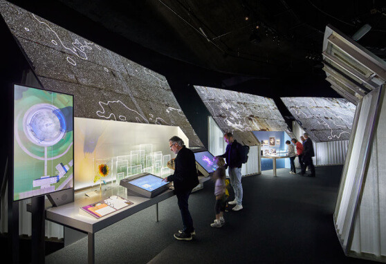 Interactive radio astronomy history map at First Light Pavilion