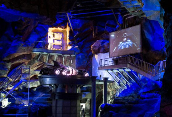 The Batman cave theme park attraction at Warner Bros World in Abu Dhabi