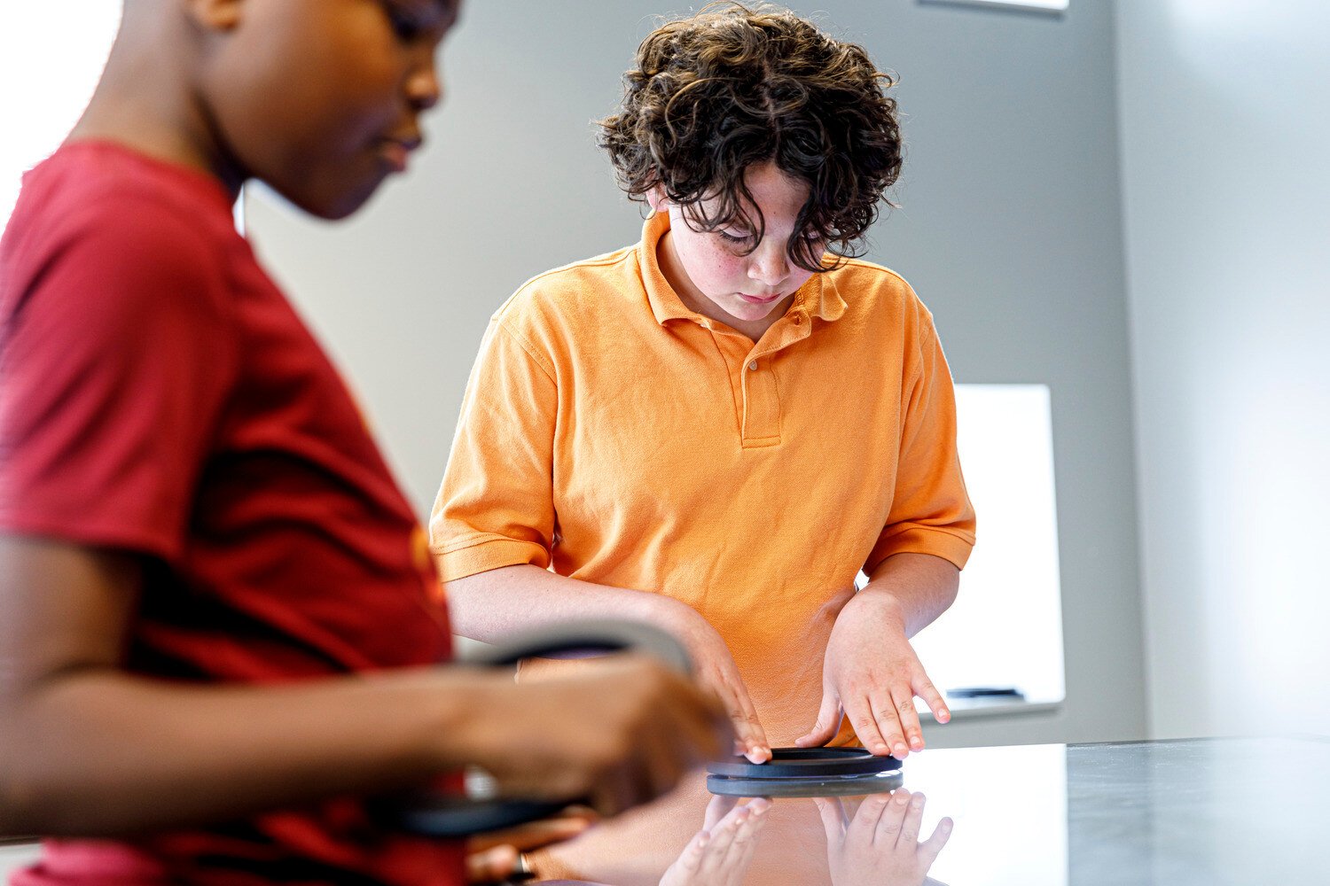 Byrnes Health Education Center Kids Playing with LED Table